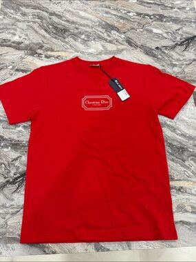 AUTHENTIC CHRISTIAN DIOR COUTURE Men's Red Logo Short Sleeve Tee